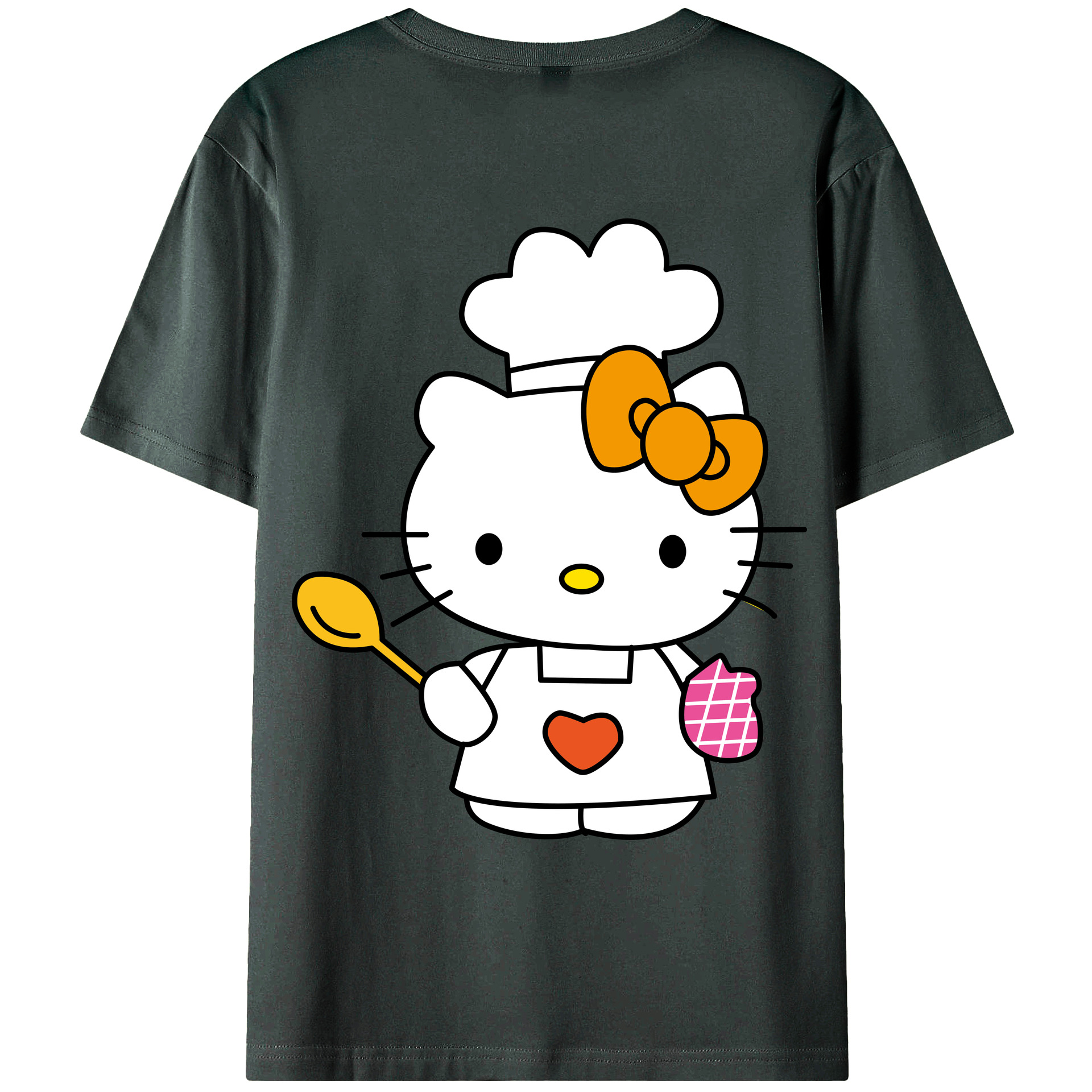 （画像用） Hello Kitty ハローキティ 綿100％ メンズ半袖Tシャツ（バックプリント） 通気性